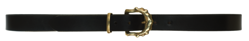Chela belt: sandcast brass buckle on a 30mm leather strap