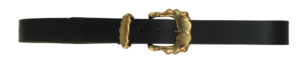 Chiitin belt in black leather with sandcast brass buckle