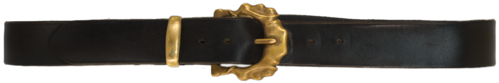 Marauderer belt: hand-poured sandcast brass buckle and keeper, on a 38mm leather strap