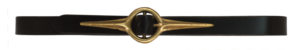 Airport Security belt: sandcast brass buckle with a large point to each side, on a leather strap