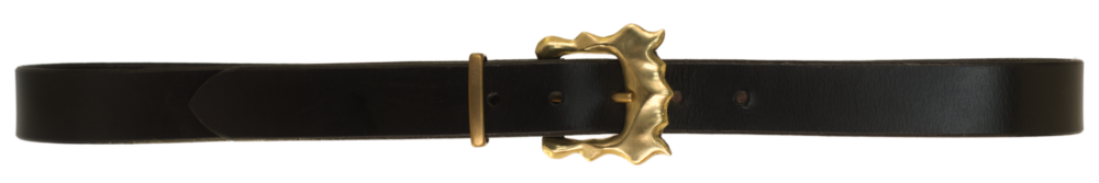 Bindii belt: sandcast brass buckle on a 30mm leather strap