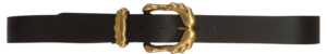 Chitin belt: sandcast brass buckle on a 38mm leather strap