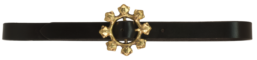 Pulsar belt: tall sandcast brass buckle, on a leather strap