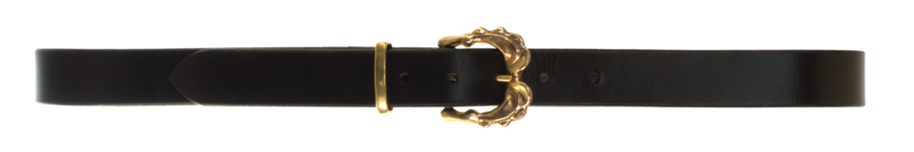 Silt Runner belt: sandcast brass buckle with a ripple pattern, on a 30mm leather strap