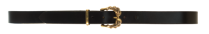 Silt Runner belt: sandcast brass buckle with a ripple pattern, on a 30mm leather strap
