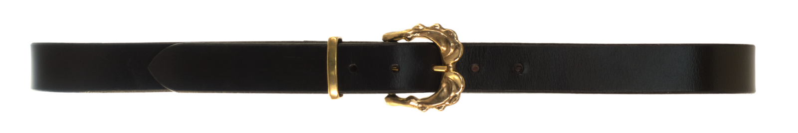 Silt Runner belt: sandcast brass buckle with a ripple pattern, on a 30mm leather strap