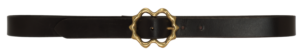 Worp belt: sandcast brass buckle the strap passes through and back, on a 30mm leather strap